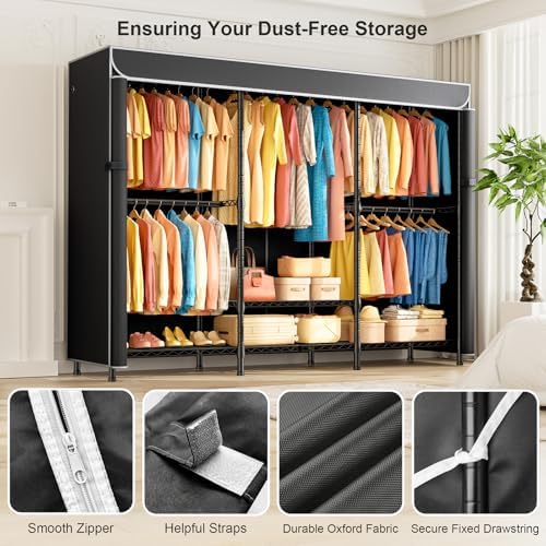 semhor k01c heavy duty clothes rack with cover, close-up detail