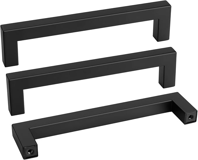 goldenwarm 200 Pack 6-1/4INCH Black Square Bar Cabinet Pull Drawer Handle by goldenwarm