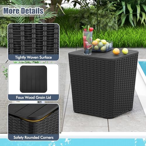 tangkula 11.5 gallon water-proof deck box with removable showing dimensions