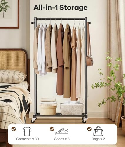 misslo clothes racks for hanging clothes 25mm metal, side view