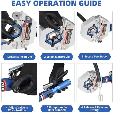 a/c hose crimper kit, 8t hydraulic crimping tool, package contents