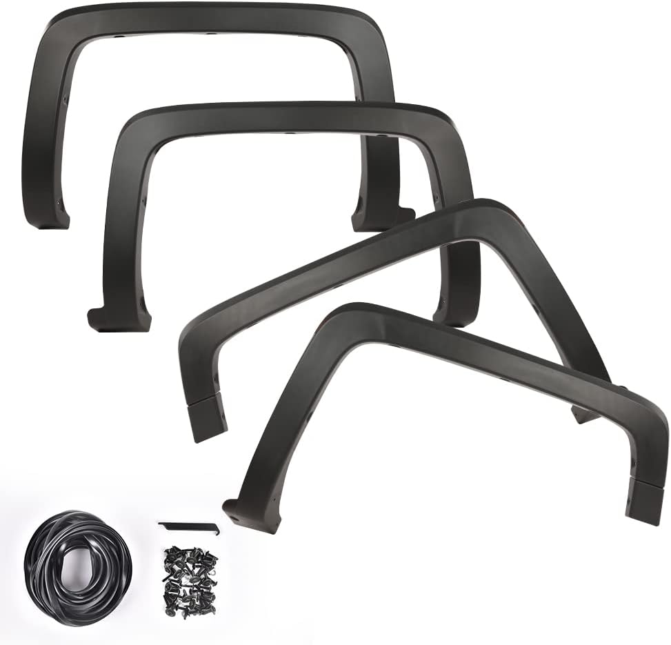 4Pcs Fender Flares Fit for 2014-2018 Chevy Silverado 1500, 2015-2019 Silverado 2500HD 3500HD, Only for Fleetside Bed, Excludes Dually Models