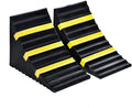 2 Pack Heavy Duty Large Solid Rubber Wheel Chocks for Travel Trailer Hauler Truck Fire Truck Commercial Vehicle RV with Reflective Tapes 13.4" x 6" x 7.3" Black and Yellow