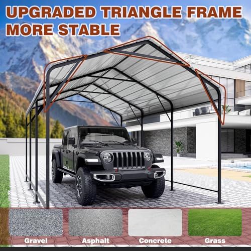 leveleve 10x15 ft heavy-duty metal carport, galvanized steel on a desk or shelf