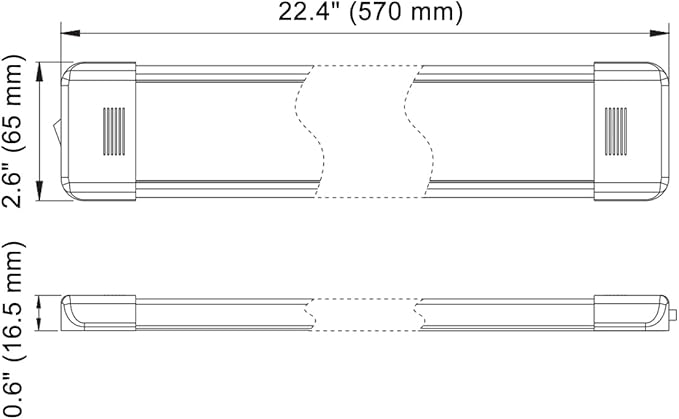 LED Interior Utility Light Fixture 22.4" x 2.6", High Lumen-Output Low Current - Image 2