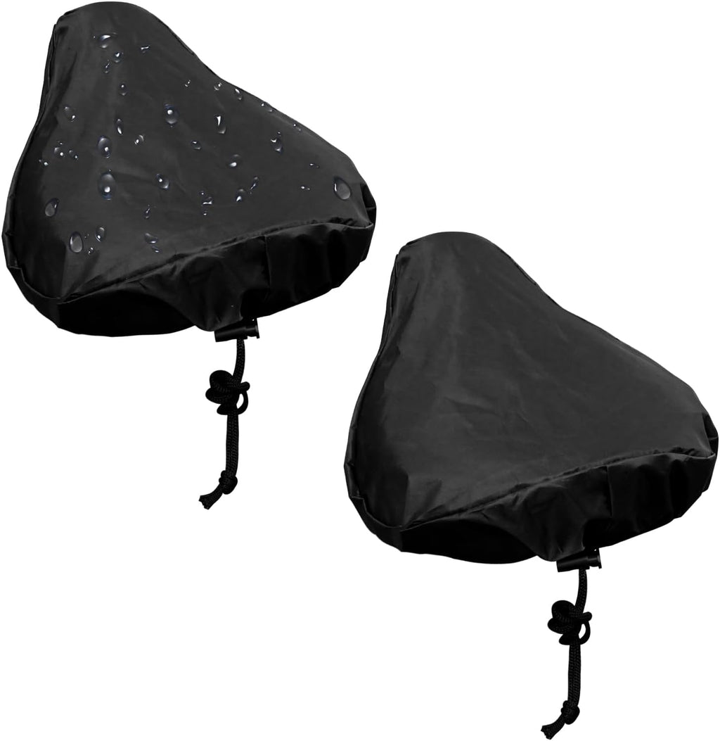 2pcs Waterproof Bike Seat Cover with Drawstring, Protective Water Resistant Bicycle Saddle Rain Dust Cover (Black)