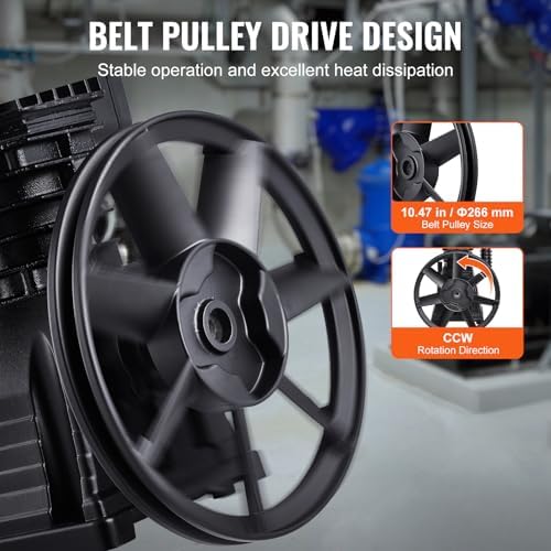 vevor air compressor pump head, 3hp 5.8cfm @, close-up detail
