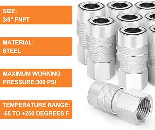 gasher 12pcs 3/8-inch female industrial coupler,1/4 basic flow, package contents