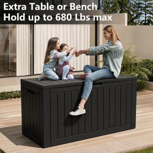 kamaboko outdoor storage box, 150 gallon deck box showing dimensions