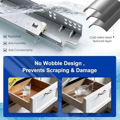 10 pairs 18" undermount soft close drawer slides, side view