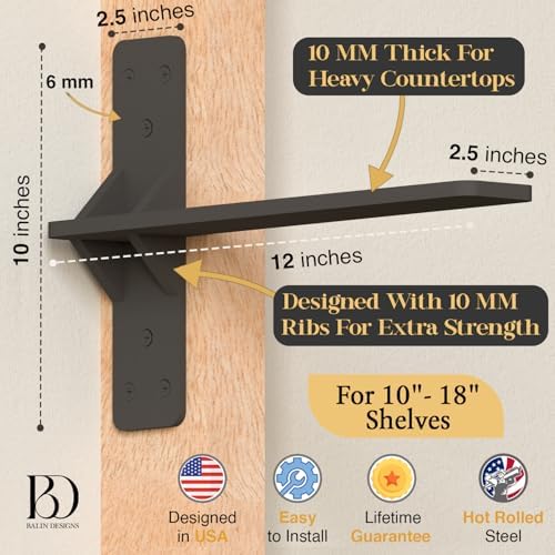 12 inch floating countertop support brackets by balin shown in use