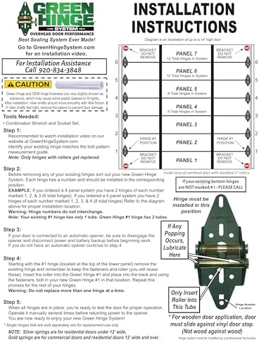 garage door hinge - energy saving, 5 panel, side view