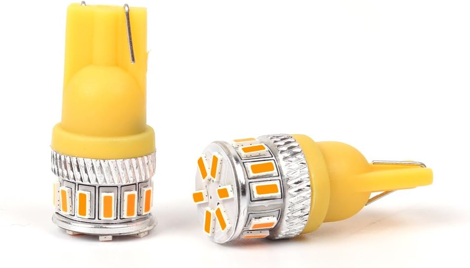 Alla Lighting T10 Wedge 168 194 LED Bulbs, Amber Yellow Super Bright 360° Side Marker Lights, Interior Map, Dome, Trunk Lamps W5W 2825 175, 3014 18-SMD 12V Replacement for Cars, Trucks