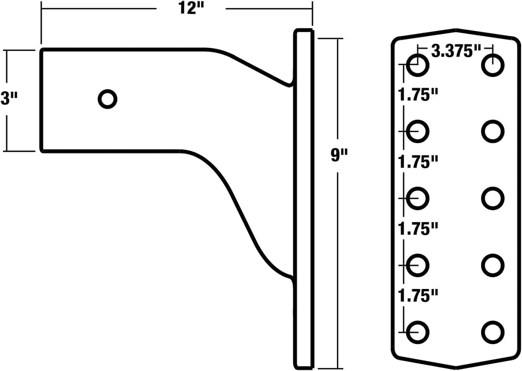 Buyers Products PM3109 3 Inch Pintle Hook Mount - Adjustable 4-Position Trailer Hitch Receiver for Trucks & RV's - Durable Steel 30,000 lb MGTW, Universal Heavy-Duty Tow Hitch Receiver, 6000 MVL Rated