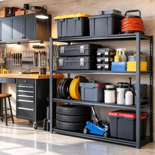 garage shelving, 2400 lbs heavy duty metal storage shown in use