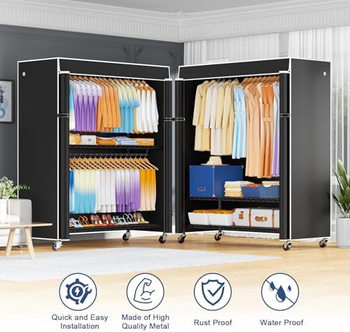 ulifhome p8c max heavy duty clothes rack（with extended, side view