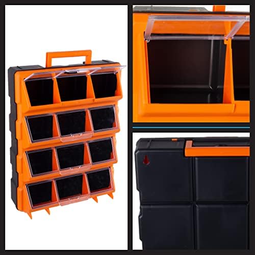 stalwart plastic storage drawers for garage organization, black, front angle view