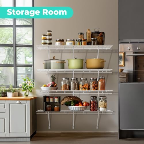 haushof 4 pack closet shelves wall mounted, 4 showing dimensions