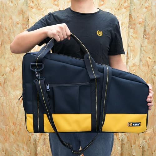 kunn shoulder framing nailer bag with dual lockable on a desk or shelf