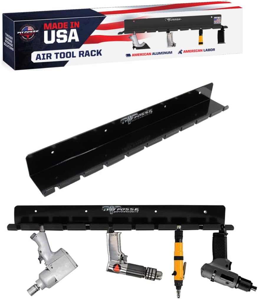 pit posse pp3118bk air tool pneumatic rack holder shown in use