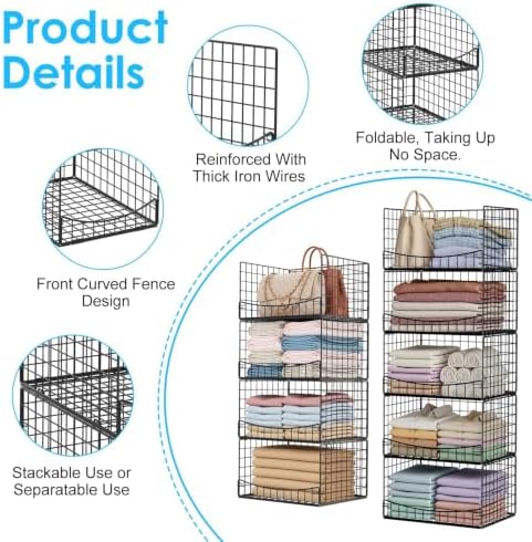 hongtamoya 4-tier closet organizers and storage basket, wider showing dimensions