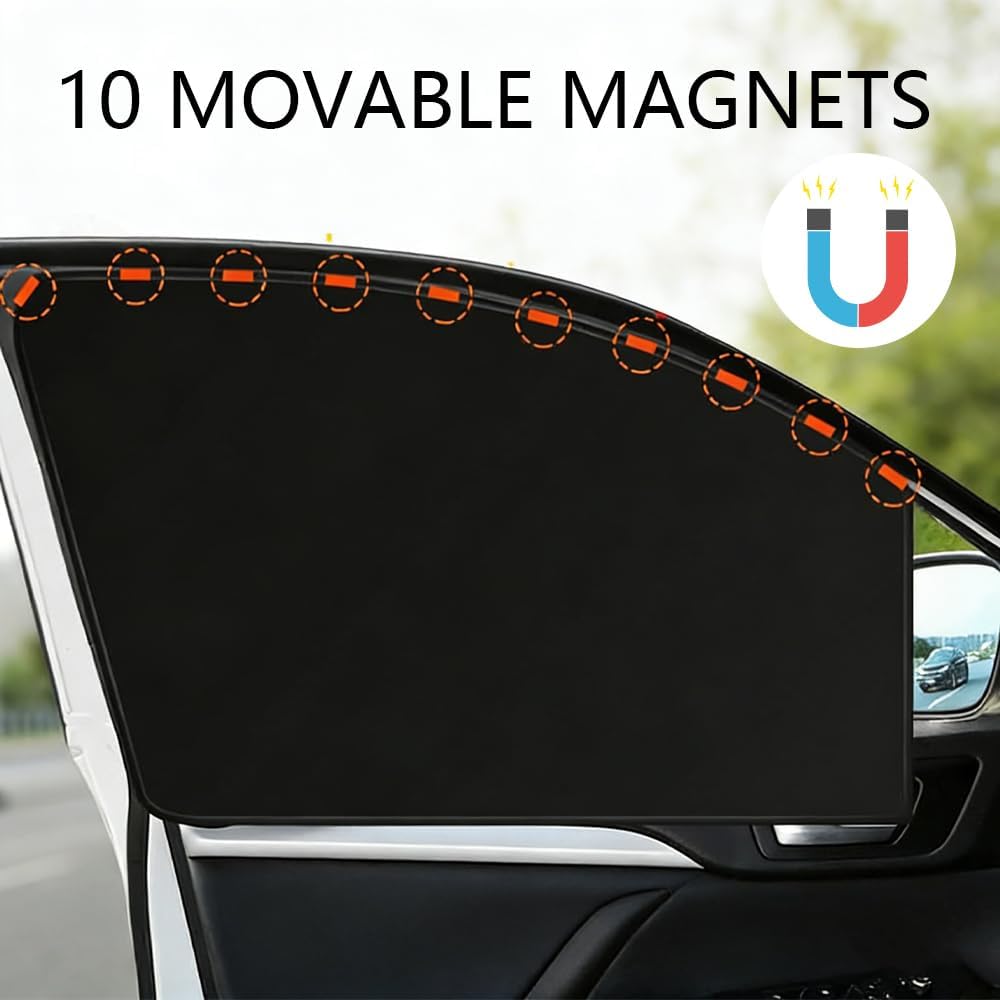 Car Side Window Sun Shades, Window Sunshades Privacy Curtains, 100% Block Light for Breastfeeding, Taking a nap, Changing Clothes, Camping (Front Seat 2pcs)