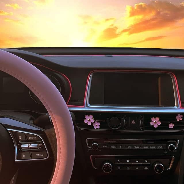 Car Interior Decorative Molding Door Panel Dashboard Gap Trim Strip 10ft (Pink)