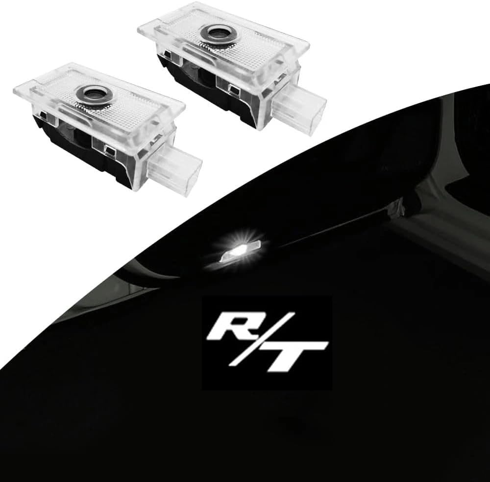 Car LED Logo Projector Puddle Door Lights for 2006-2023 Dodge Charger Avenger Accessories, No Fade 4K-HD Welcome Lights, 2 Pack (R/T)