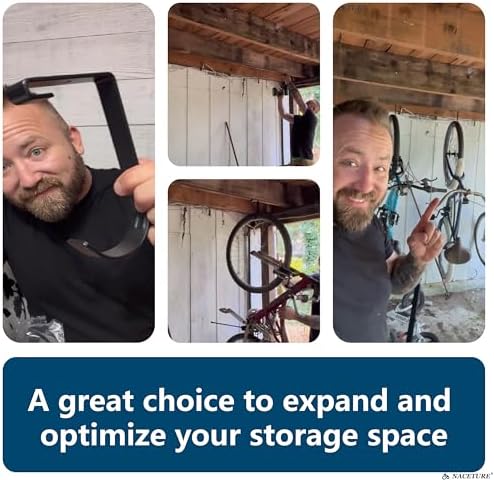 naceture garage ceiling rack bike hooks, 8 pack shown in use