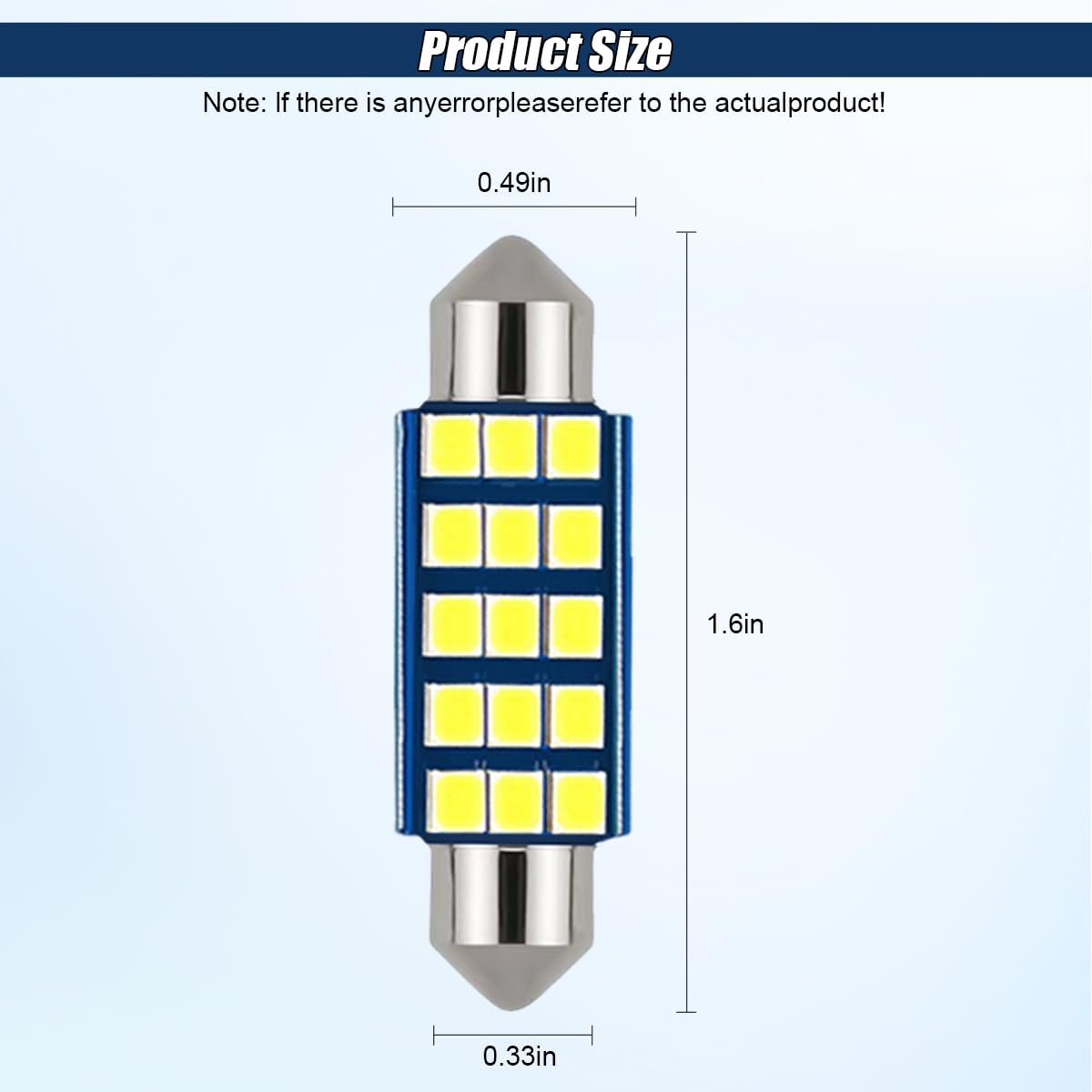 578 LED Bulbs Extremely Bright Bulbs, 6000K 2835 Chipsets Auto Interior Bulb for Dome Map Lights, Universal 1.6" Car Door Light for 211-2 212-2 569 6411 6451 41mm 42mm (White, 2PCS)