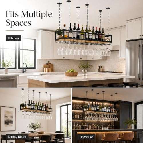 ceiling wine glass rack with glass holder, 55.1in on a desk or shelf