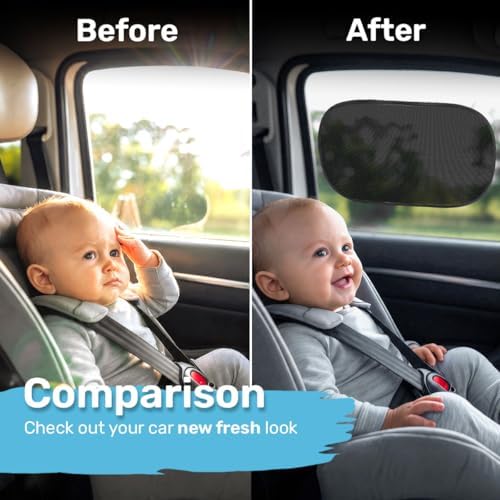 GENANY 2pcs Black Window Sun Shade for Sedan SUV Truck (21x14 Inches), Sun Shades for Side Window, Accessories for Kids, Baby Window Shades, Summer Car Decor