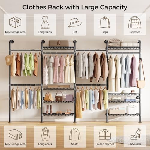 closet organizers and storage, 4-row heavy duty clothes, package contents