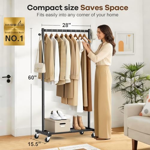 misslo clothes racks for hanging clothes 25mm metal shown in use
