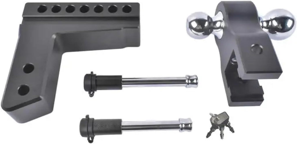 Adjustable 2.5" Trailer Hitch 6" Drop/Rise Alum Dual-Ball 18500 LBS Locks