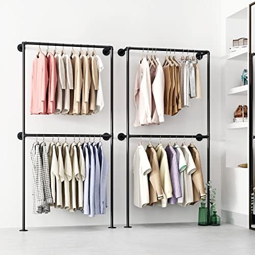 industrial pipe clothing rack wall mounted garment rack showing dimensions