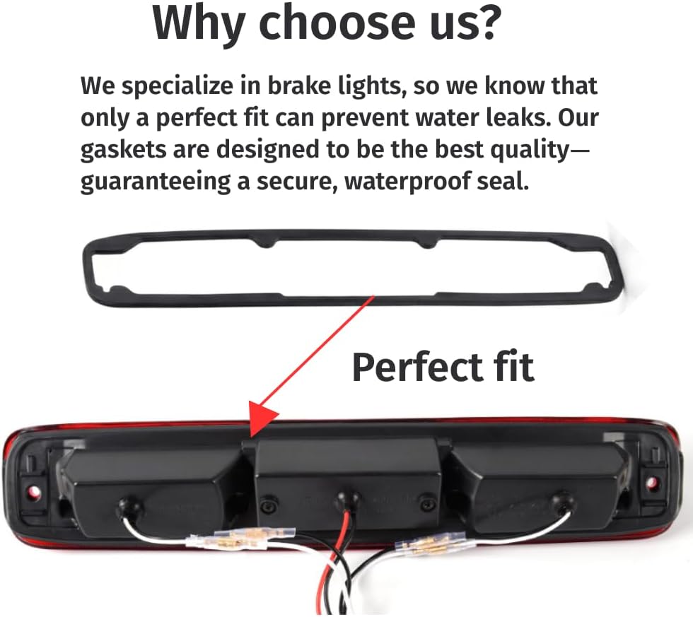 3rd Third Brake Light Seal Gasket for 99-06 Chevy Silverado/GMC Sierra 1500 2500 3500 HD, for 07 Silverado/ Sierra 1500 2500 3500 Classic, Waterproof High Mount Stop Lamp Rear Cab Seal Replacement