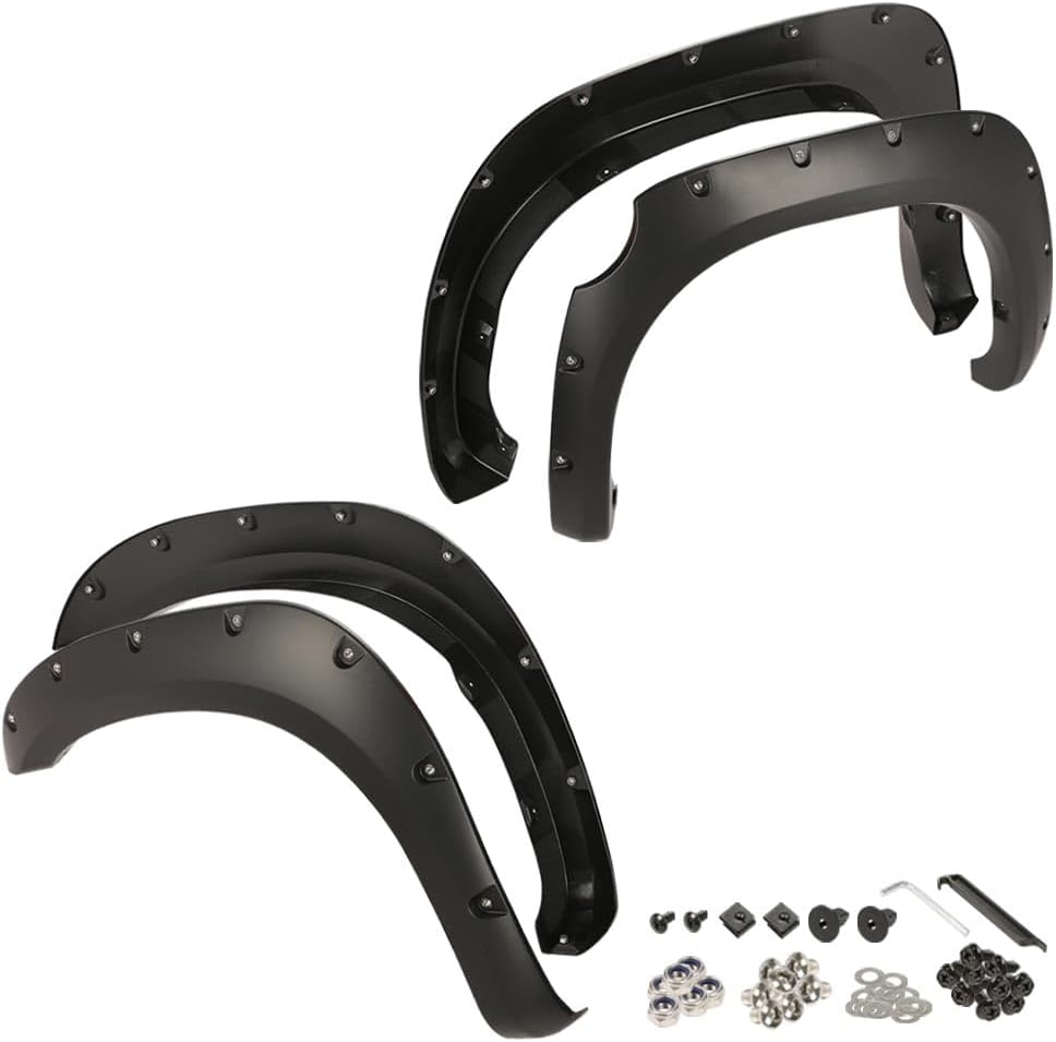 ANDPLAY Pocket-Riveted Fender Flares 4PCS Smooth Wheel Cover Protector | Compatible with Toyota Tundra 2007-2013, Paintable Matte Wheel Arch Cover Trim 5054781AB, AH 55054780A