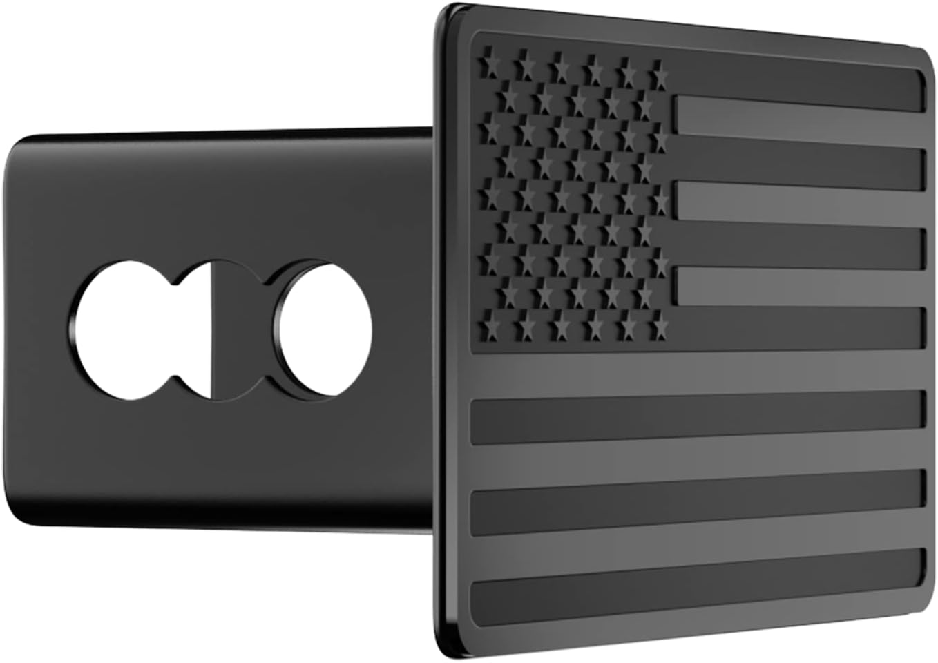 Trailer Hitch Cover for 2 Inch Receivers, Heavy Metal American Flag Hitch Cover for Trucks Accessories (Black)