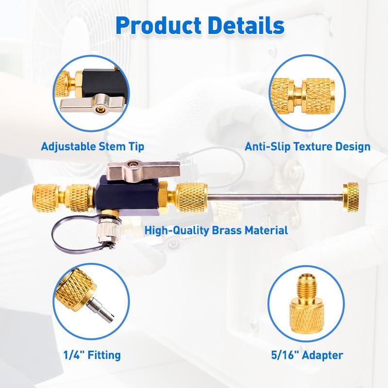 hvac valve core removal tool, dual size sae, close-up detail