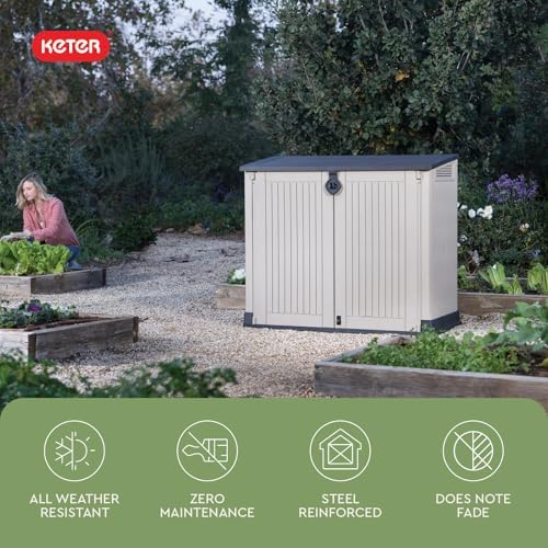 keter store-it-out midi outdoor resin storage shed – showing dimensions
