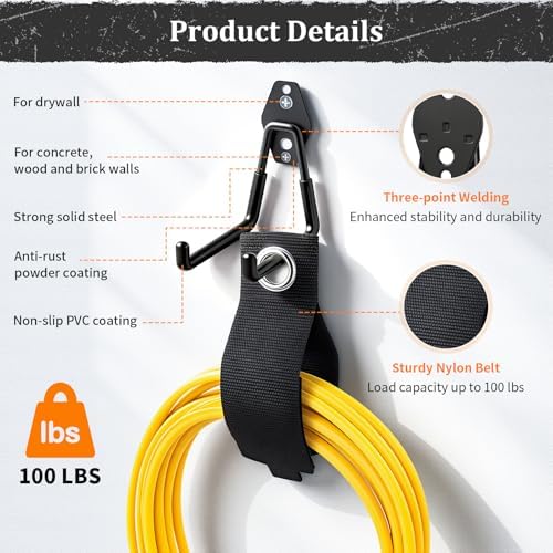 housolution steel garage hooks - 30pack anti-slip coating, side view