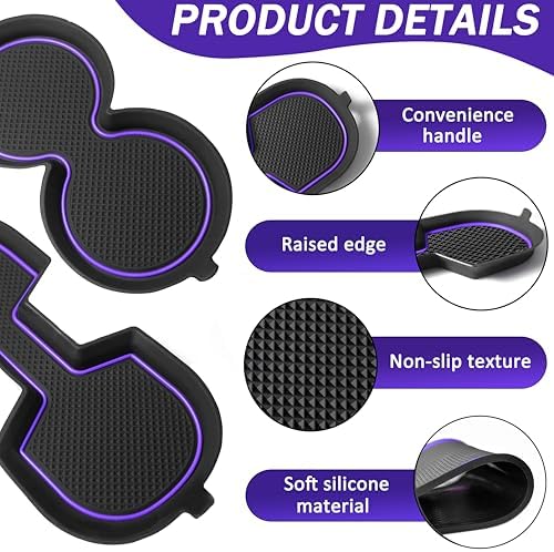 Customized Liners for Nissan Sentra Accessories 2020-2022 2023 2024 2025 3D Cup Holder Insert Liner Center Console Liner Door Pocket Mats Inserts Non-Slip Mats Pad 17-PC Set (Purple Trim)