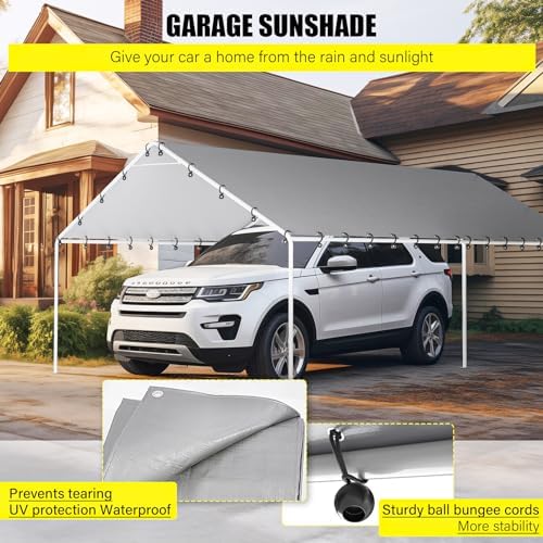 dwale 10 x 20 ft carport,replacement canopy cover showing dimensions