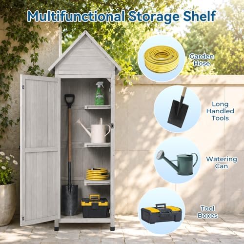 narrow outdoor storage cabinet, 67" wooden vertical garden, front angle view