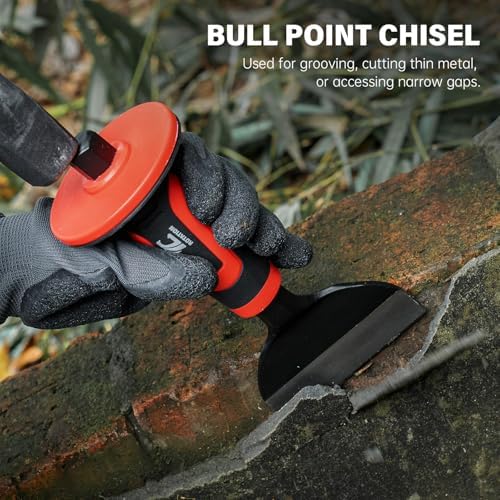 rotation 3pc heavy duty masonry chisel set with, front angle view