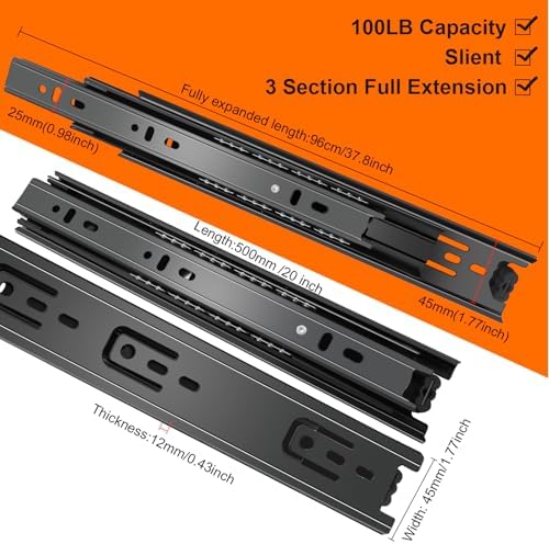 20 inch drawer slides 4 pairs (8pcs) 3 shown in use