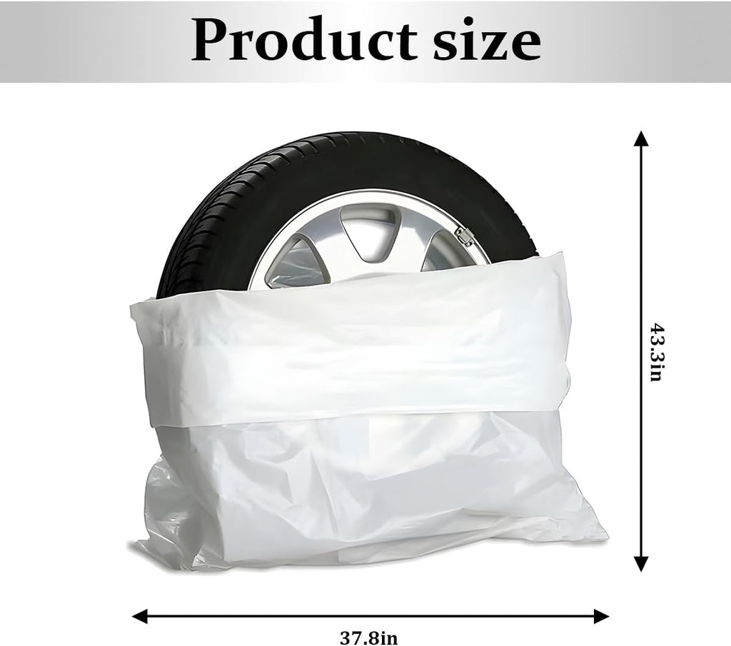 Norkmdi Car Tire Storage Bag, 4PCS 11.81" × 15.75" Extra-Large Waterproof Dustproof Vehicle Spare Tire Store Protect Cover, Polyethylene LDPE Plastic Auto Tyre Storage Cover, Universal Fit