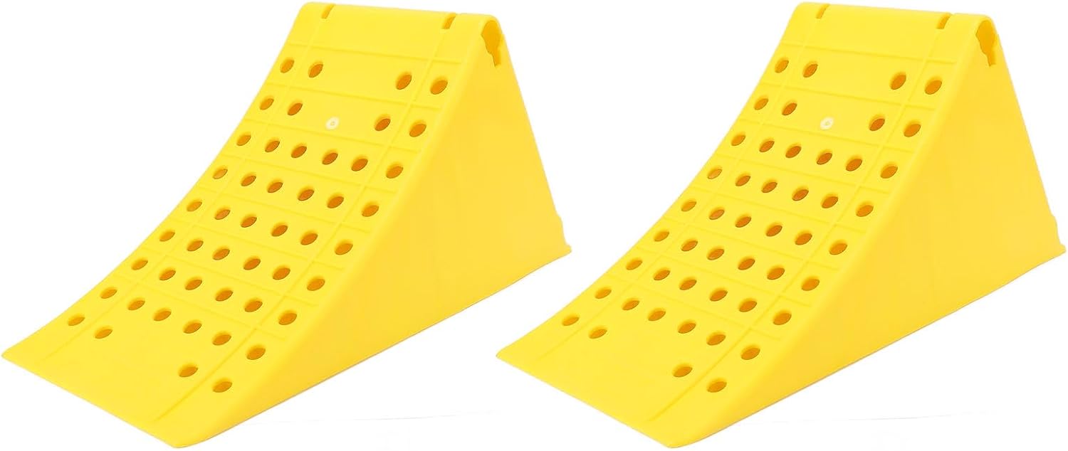 Fabater Wheel Chocks, 2Pcs Heavy Duty Stoppers, Trailer Accessories RV Leveling Blocks with Anti Slip Grid Grip for RV Trailer Truck Car