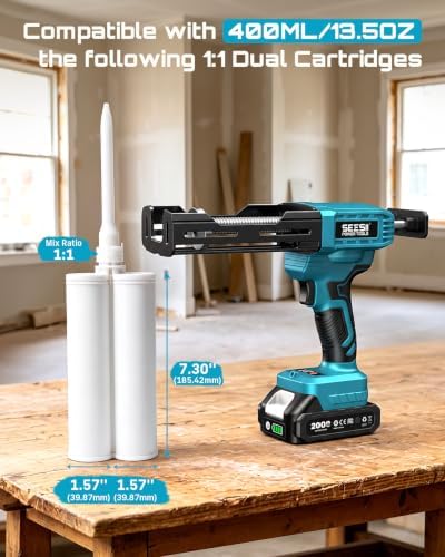seesii electric dual cartridge epoxy gun 400ml (1:1), side view